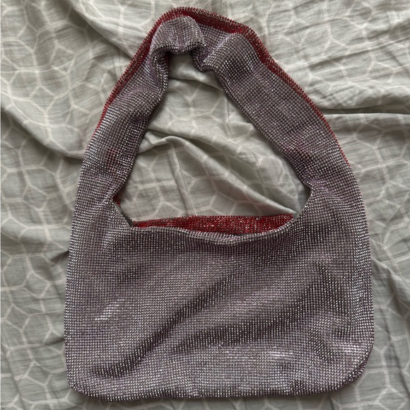 Kara Armpit Bag in red lavender crystal mesh - Picture 6 of 6